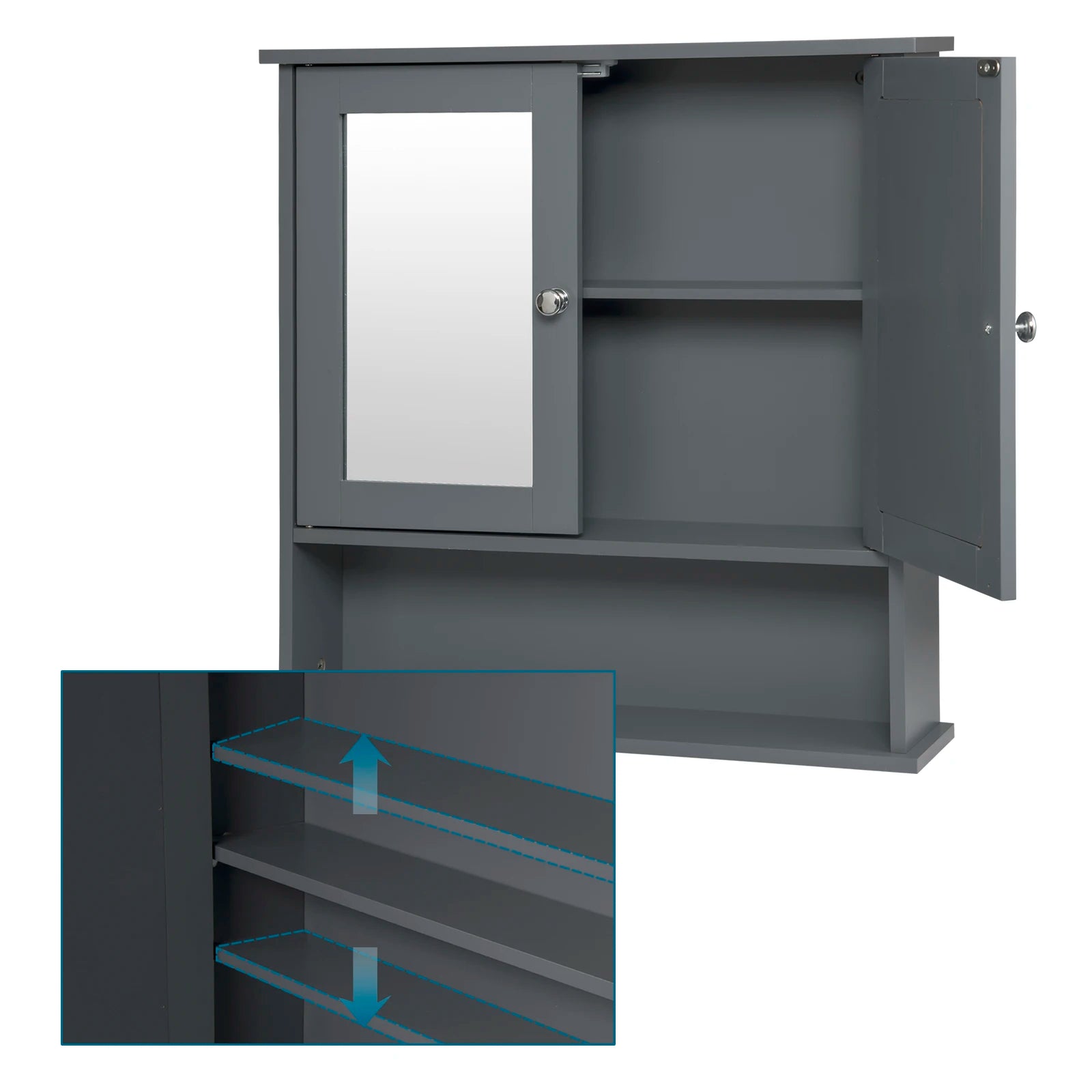 Meuble de rangement blanc mural de salle de bain 56x13x58.3cm -