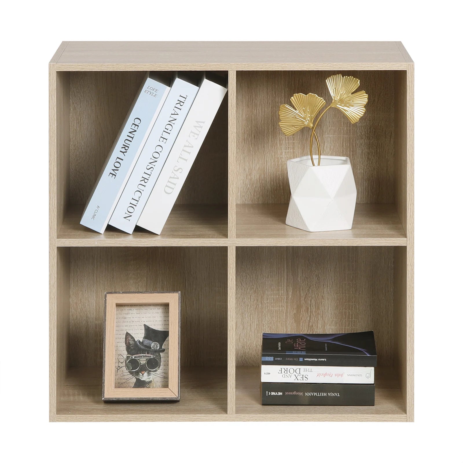 Étagère cube gris en bois avec 4 rangements -