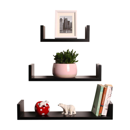 étagère murale noir 3PCs/set -