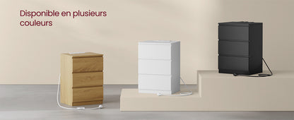 Table de chevet blanche à 3 tiroirs moderne -