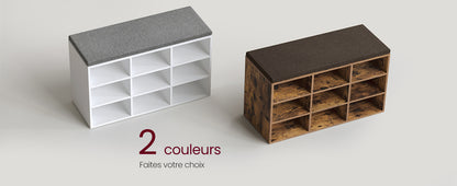 Grand meuble à chaussure et banc 9 Compartiments -