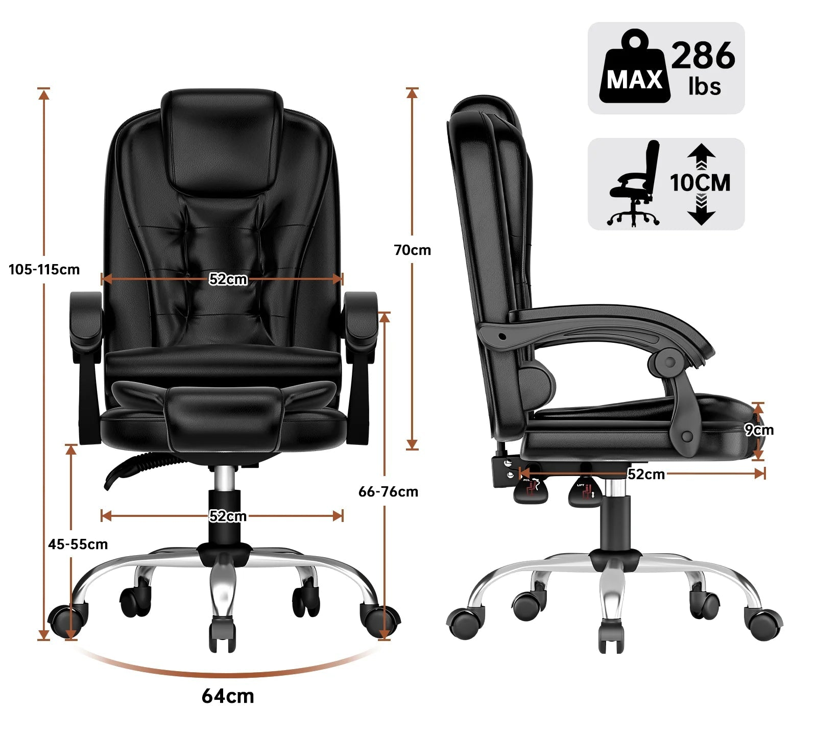 Chaise de bureau design moderne en cuir de luxe - 14:200004889Gray;200007763:201336101