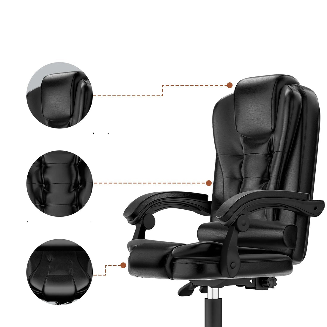 Chaise de bureau design moderne en cuir de luxe - vente privée 14:200004889Gray;200007763:201336101