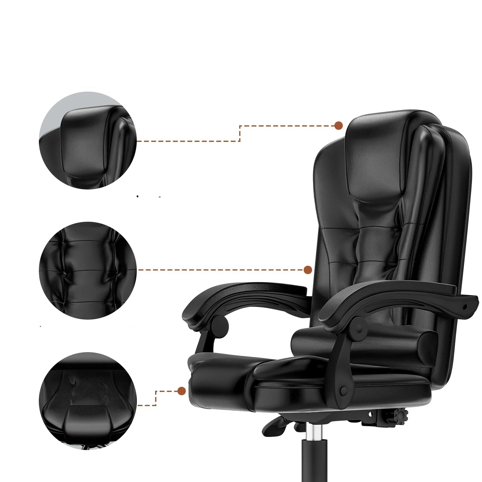 Chaise de bureau design moderne en cuir de luxe - 14:200004889Gray;200007763:201336101