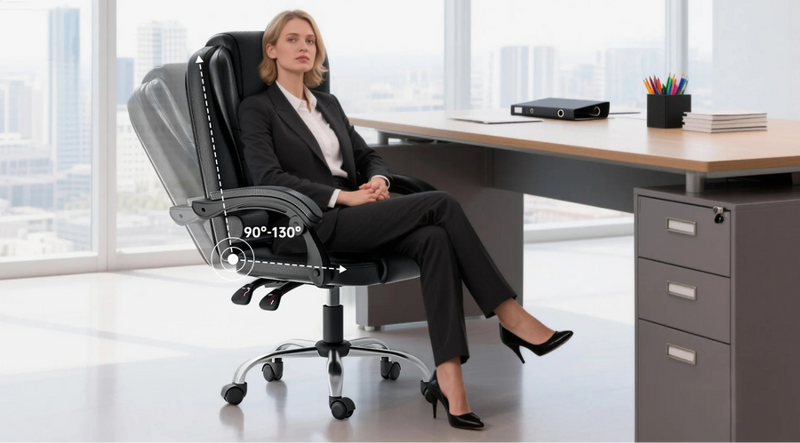 Chaise de bureau design moderne en cuir de luxe