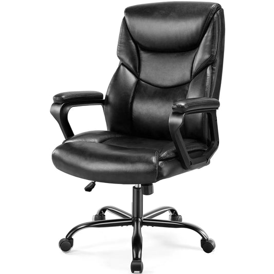 Chaise de bureau ergonomique en cuir - vente privée 14:193Fixed handrails BK;200007763:201336101
