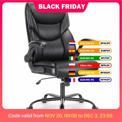 Chaise de bureau ergonomique en cuir - 14:193Fixed handrails BK;200007763:201336101