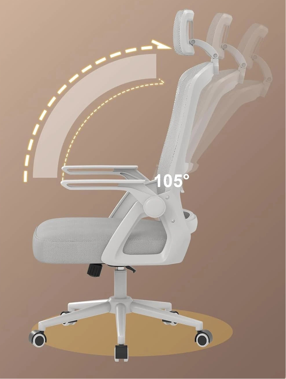 Chaise de bureau ergonomique réglable à roulette - vente privée 14:200004889Black;200007763:201336101