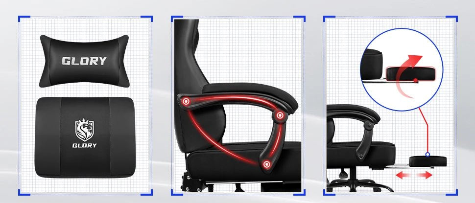Chaise de bureau gaming ergonomique - 14:193BLACK;200007763:201336101