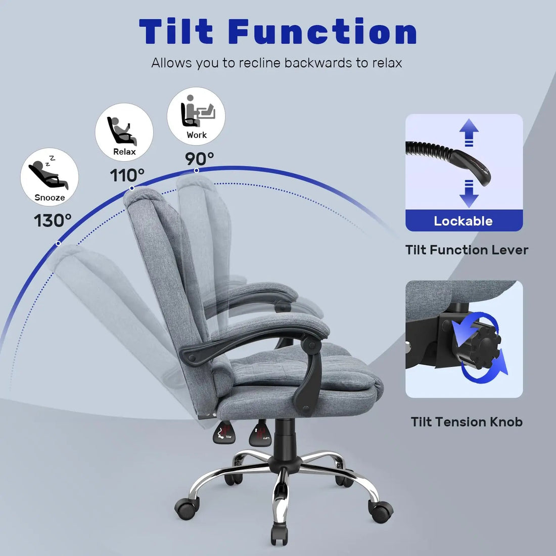 Chaise de bureau gris avec dossier confortable - vente privée 14:193Gray;200007763:201336101