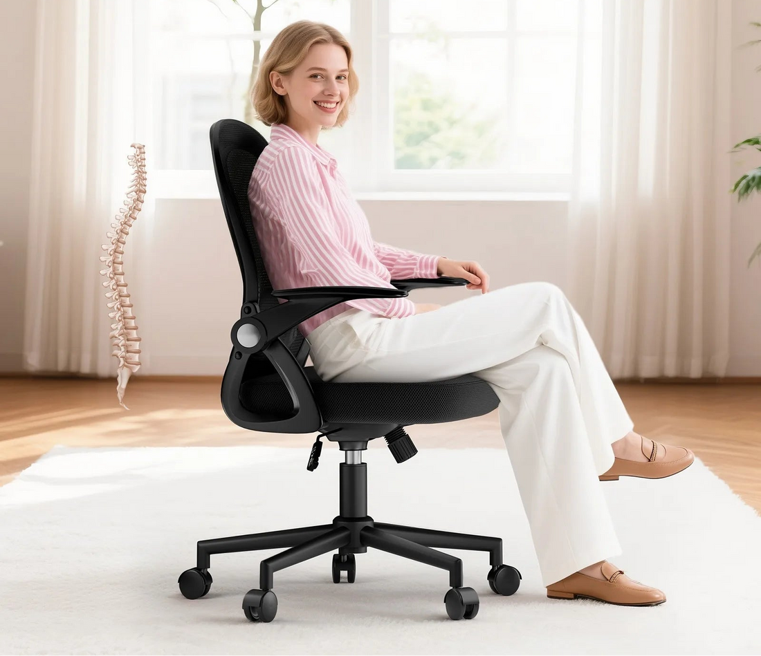 Chaise de bureau industriel ergonomique à taille moyenne - vente privée 14:1063Black;200007763:201336101