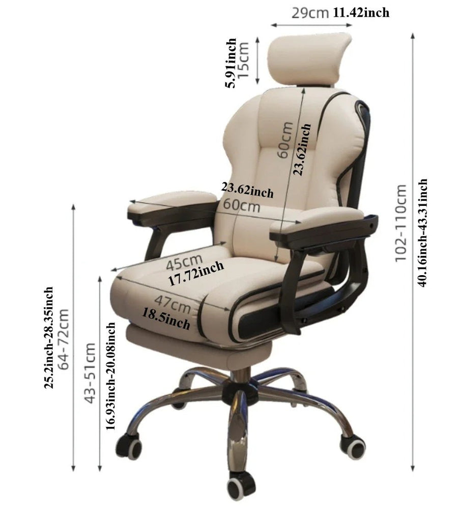 Chaise de bureau  ordinateur pour une position assise prolongée