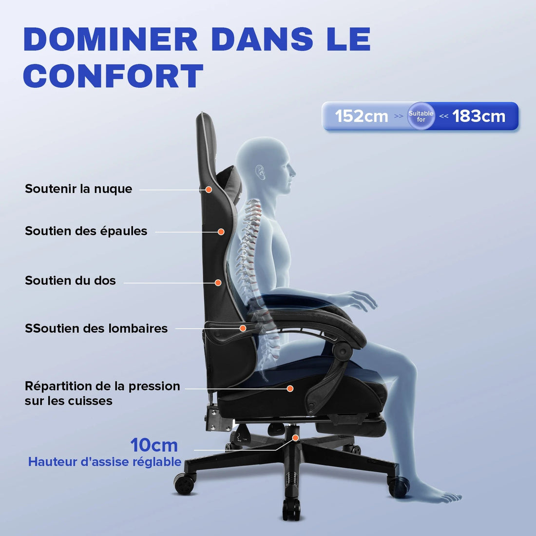 Chaise de bureau pas cher avec coussin et ajustable - vente privée 14:691;200007763:201336101