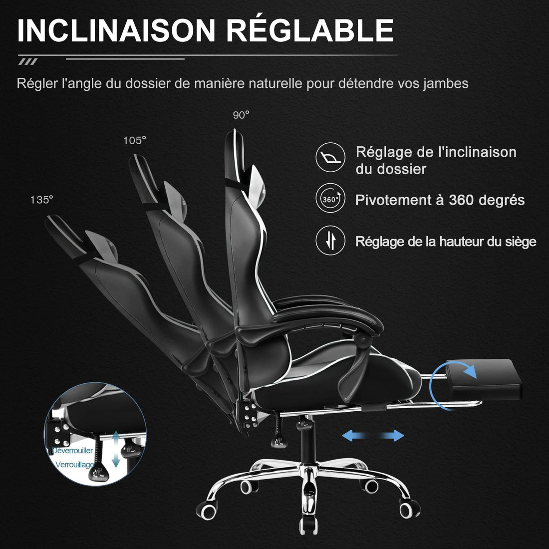 Chaise de bureau pas cher design solide et gamer - vente privée 14:29;200007763:201336101