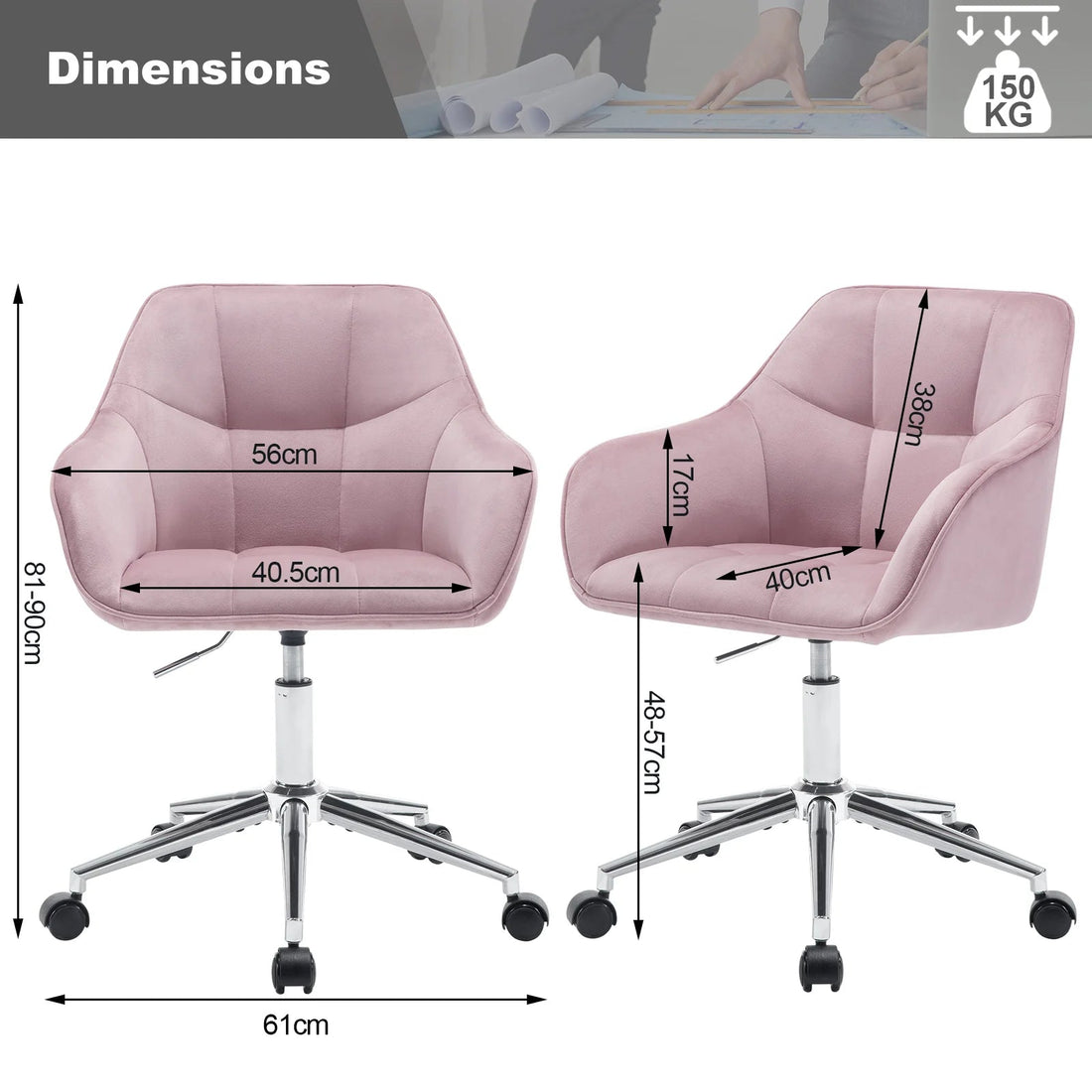 Chaise de bureau pivotante en velours - vente privée 14:175;200007763:201336101