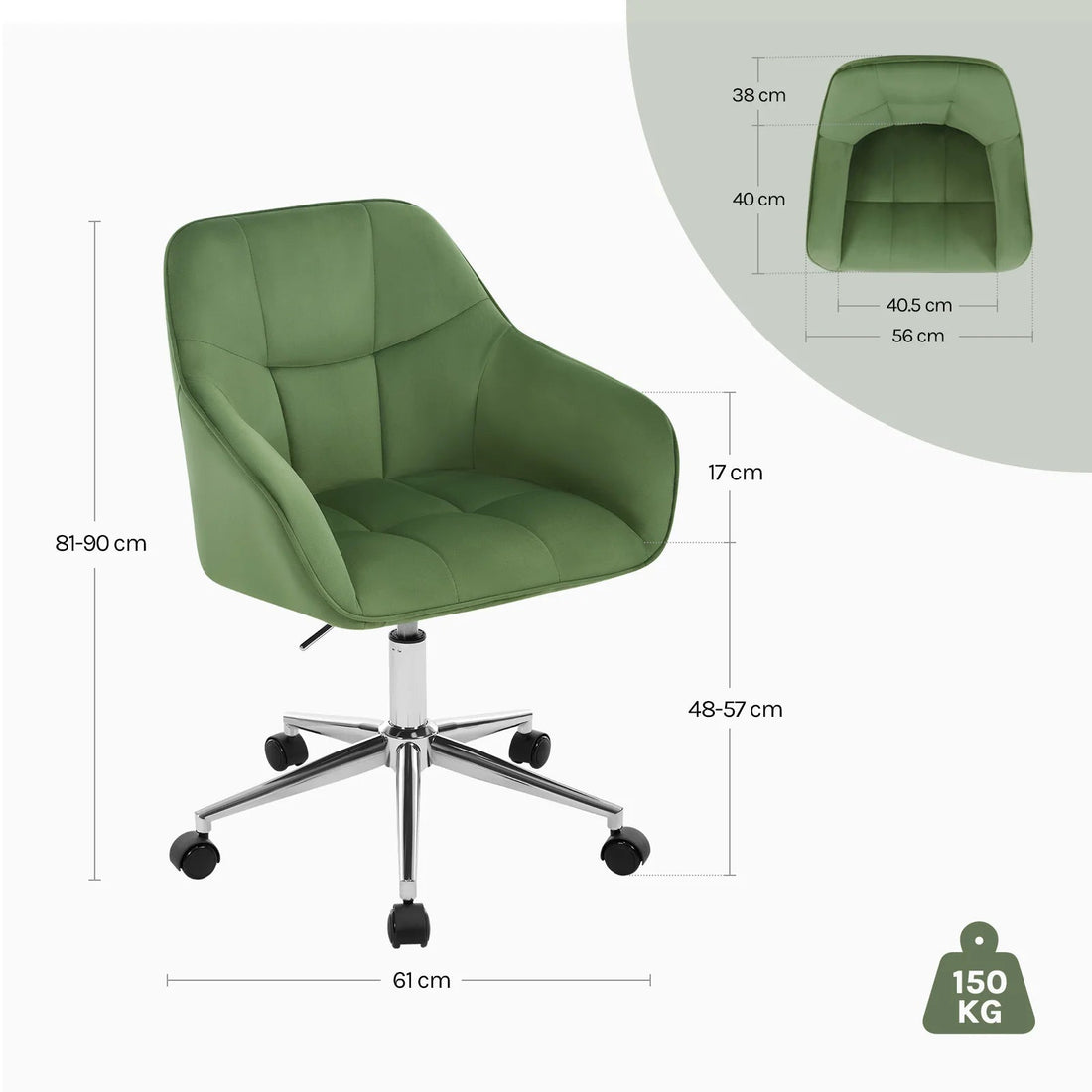 Chaise de bureau pivotante en velours - vente privée 14:175;200007763:201336101