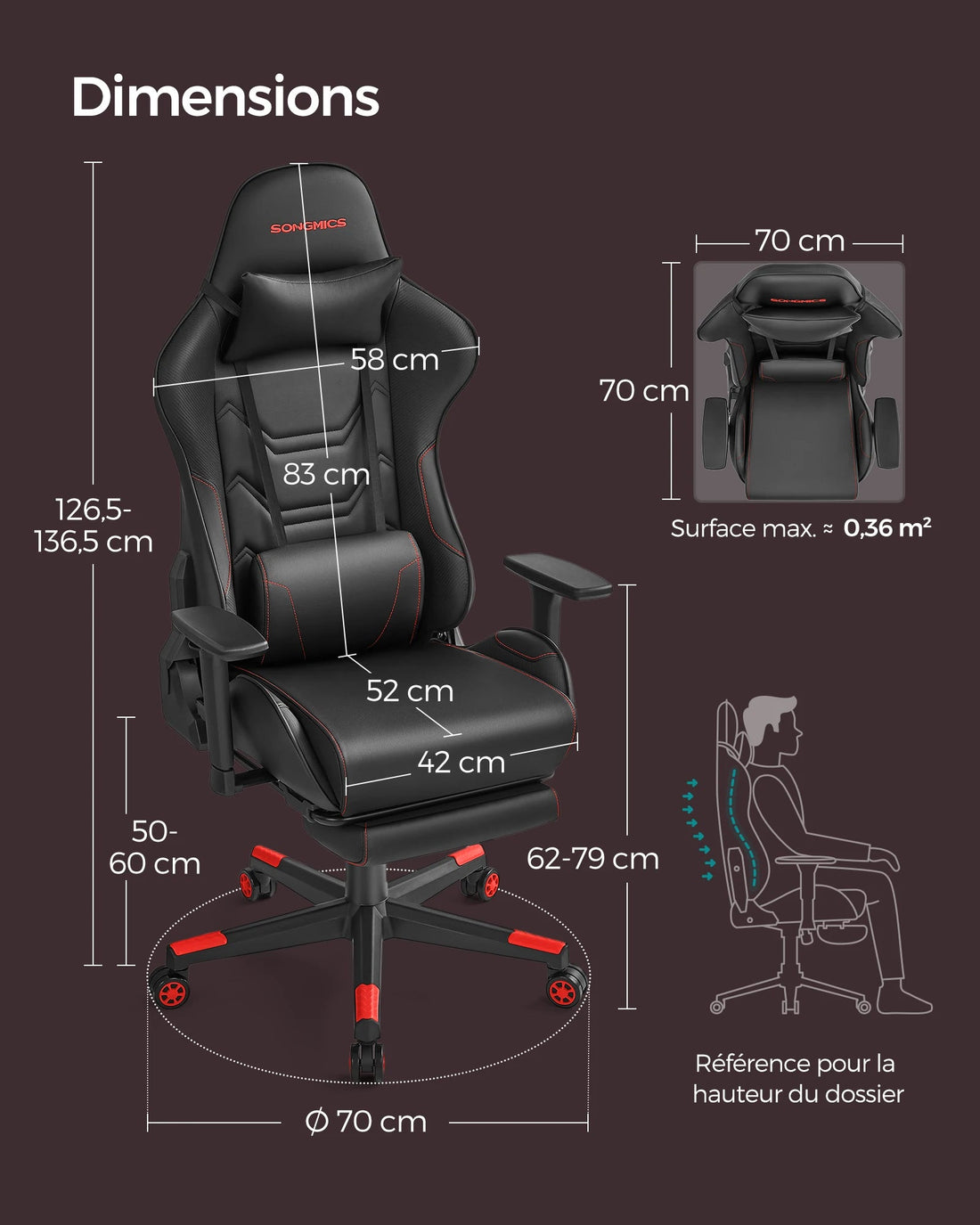 Chaise de bureau pliable avec repose pieds et accoudoirs 3D - vente privée 14:200004890Noir;200007763:201336342