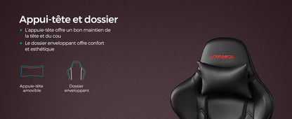 Chaise de bureau pliable avec repose pieds et accoudoirs 3D - 14:200004890Noir;200007763:201336342