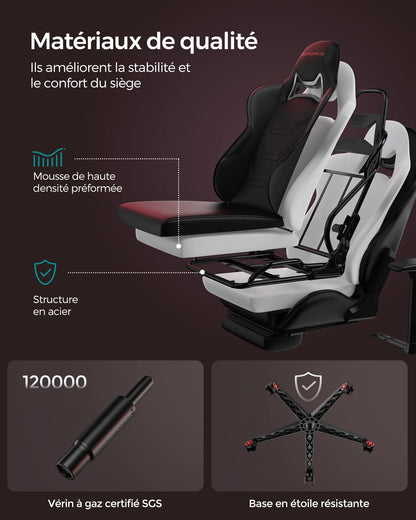 Chaise de bureau pliable avec repose pieds et accoudoirs 3D - 14:200004890Noir;200007763:201336342