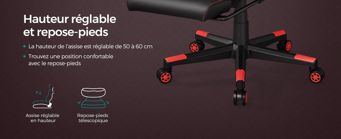 Chaise de bureau pliable avec repose pieds et accoudoirs 3D - 14:200004890Noir;200007763:201336342