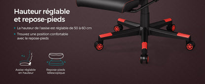 Chaise de bureau pliable avec repose pieds et accoudoirs 3D - 14:200004890Noir;200007763:201336342