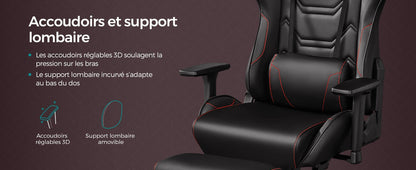 Chaise de bureau pliable avec repose pieds et accoudoirs 3D - 14:200004890Noir;200007763:201336342