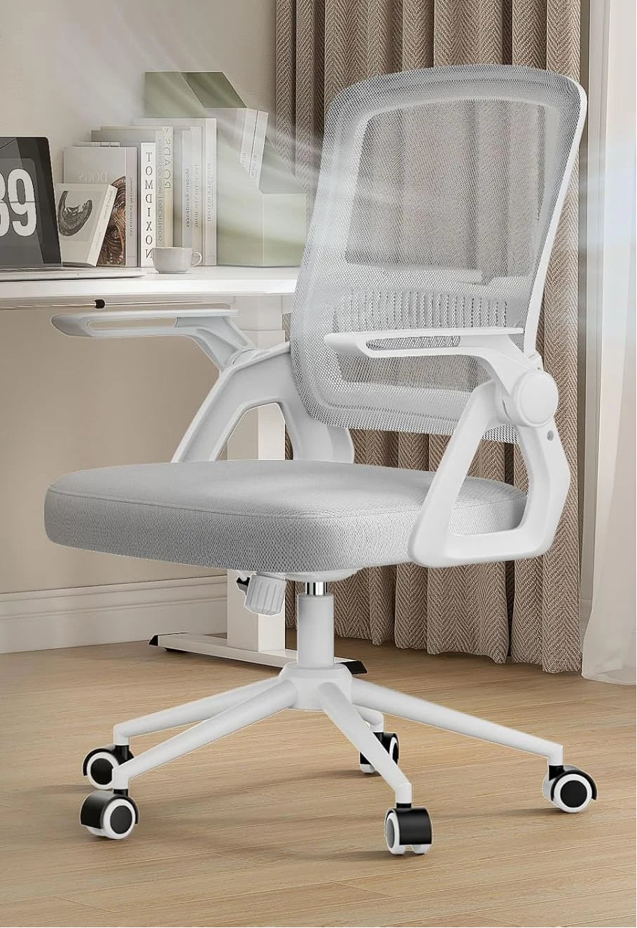 Chaise de bureau rose ergonomique avec accoudoirs relevables - vente privée 14:365458Pink;200007763:201336101