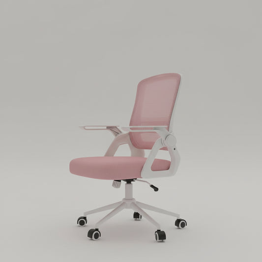Chaise de bureau rose ergonomique avec accoudoirs relevables - vente privée 14:365458Pink;200007763:201336101