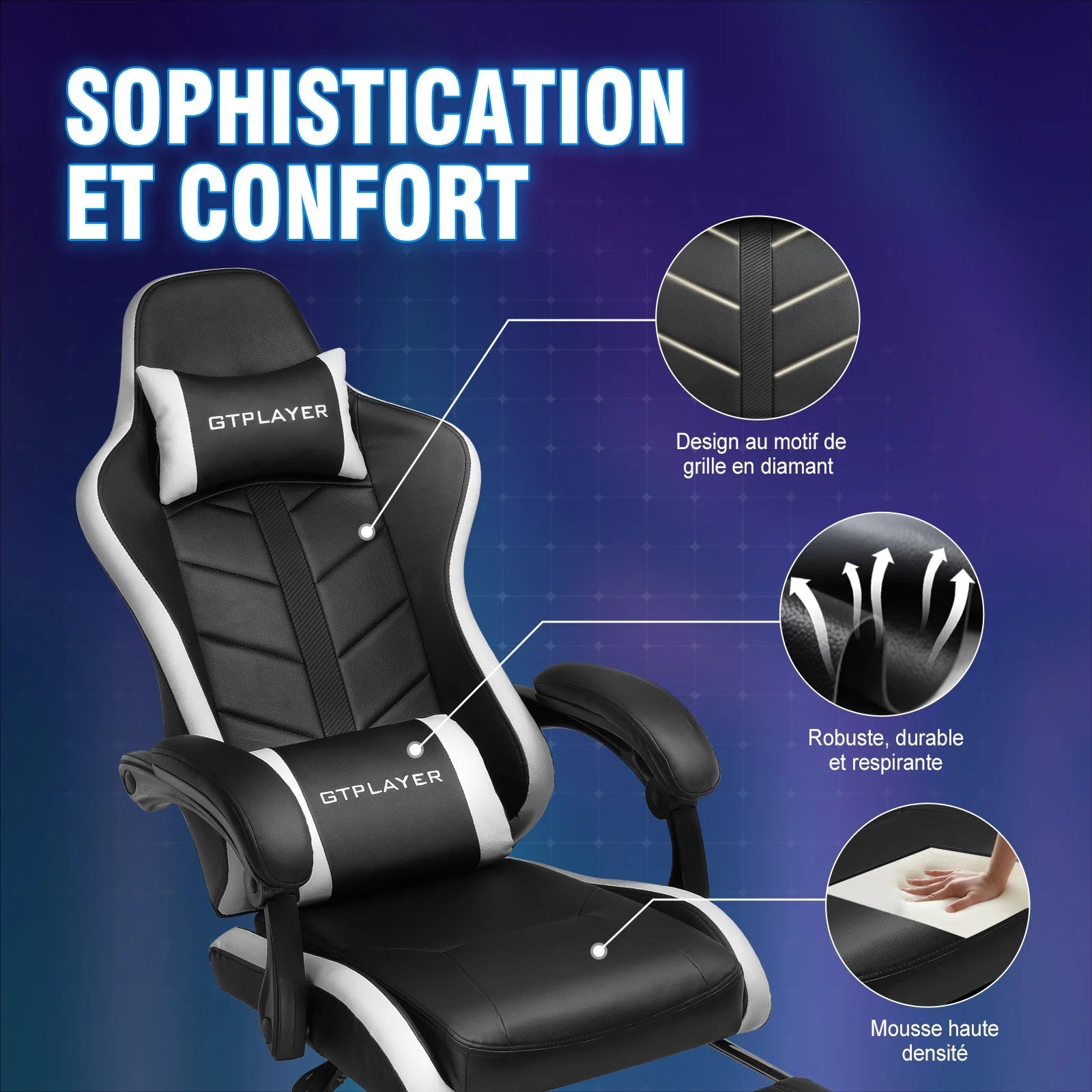 Chaise de bureau rouge et noir premium - 14:173Blue;200007763:201336101