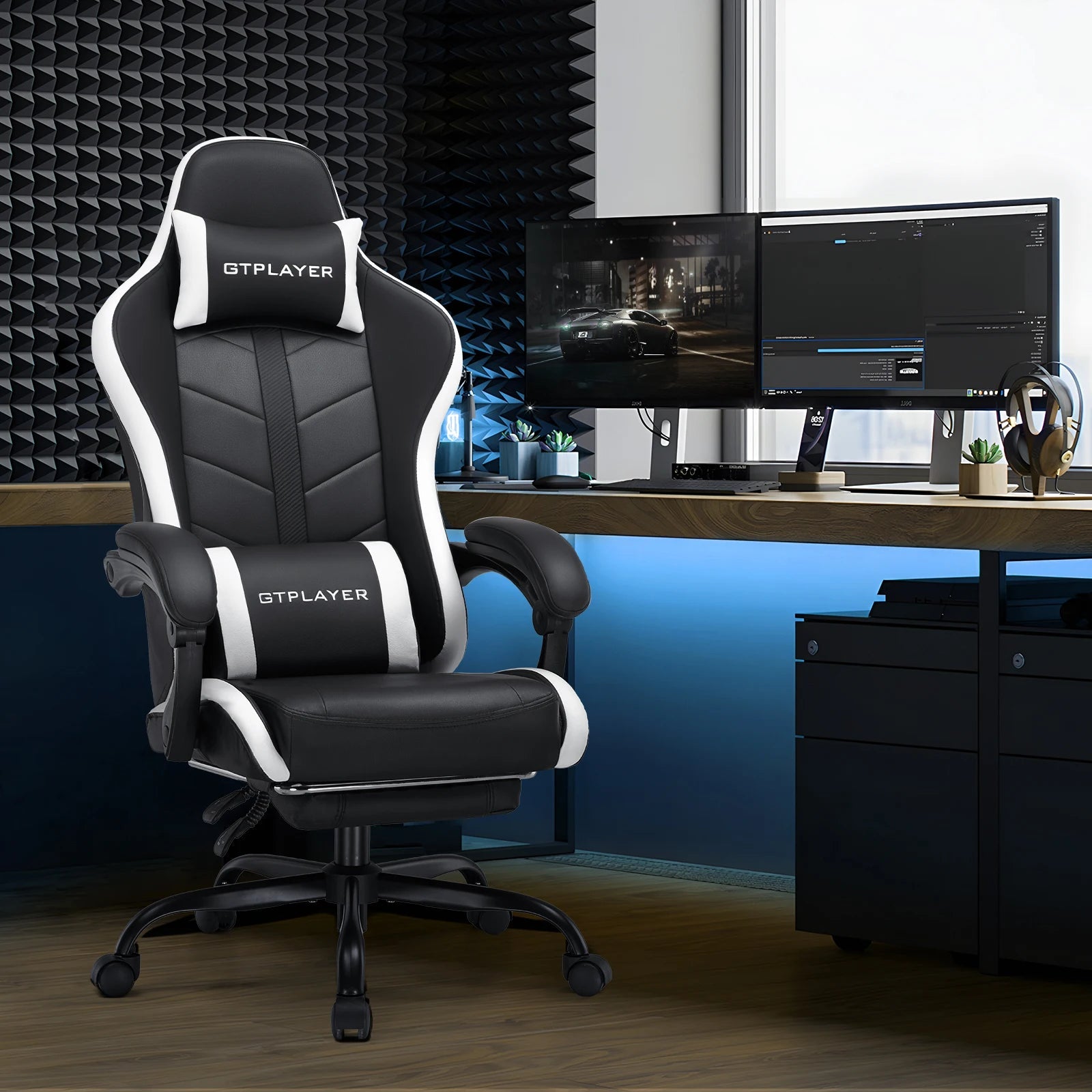 Chaise de bureau rouge et noir premium - 14:173Blue;200007763:201336101