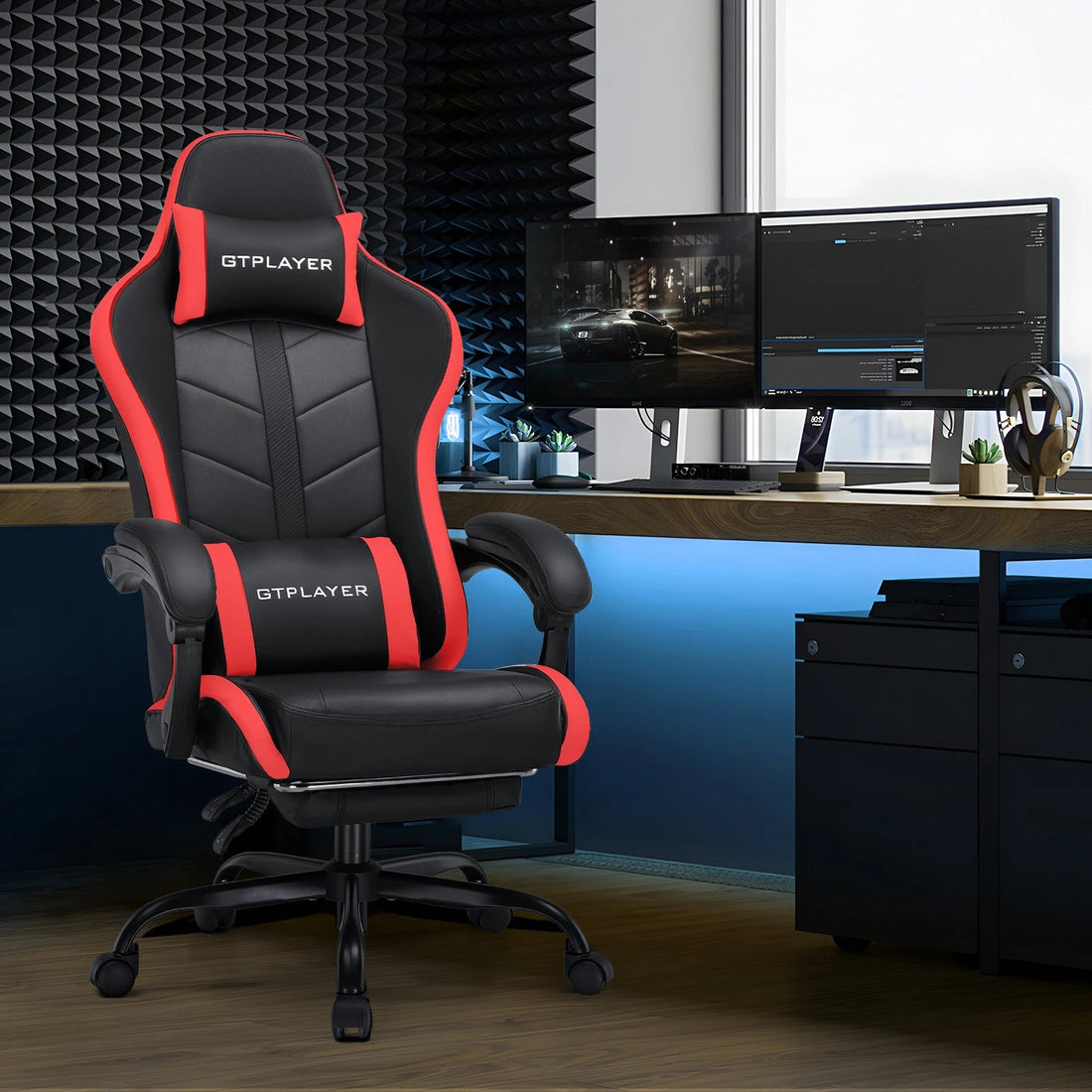 Chaise de bureau rouge et noir premium - vente privée 14:10Red;200007763:201336101