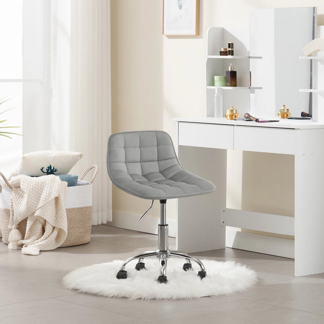 Chaise de bureau sans accoudoirs avec roulette - vente privée 14:771cream;200007763:201336101
