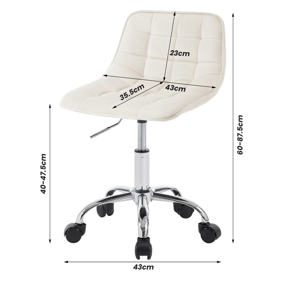 Chaise de bureau sans accoudoirs avec roulette - vente privée 14:771cream;200007763:201336101