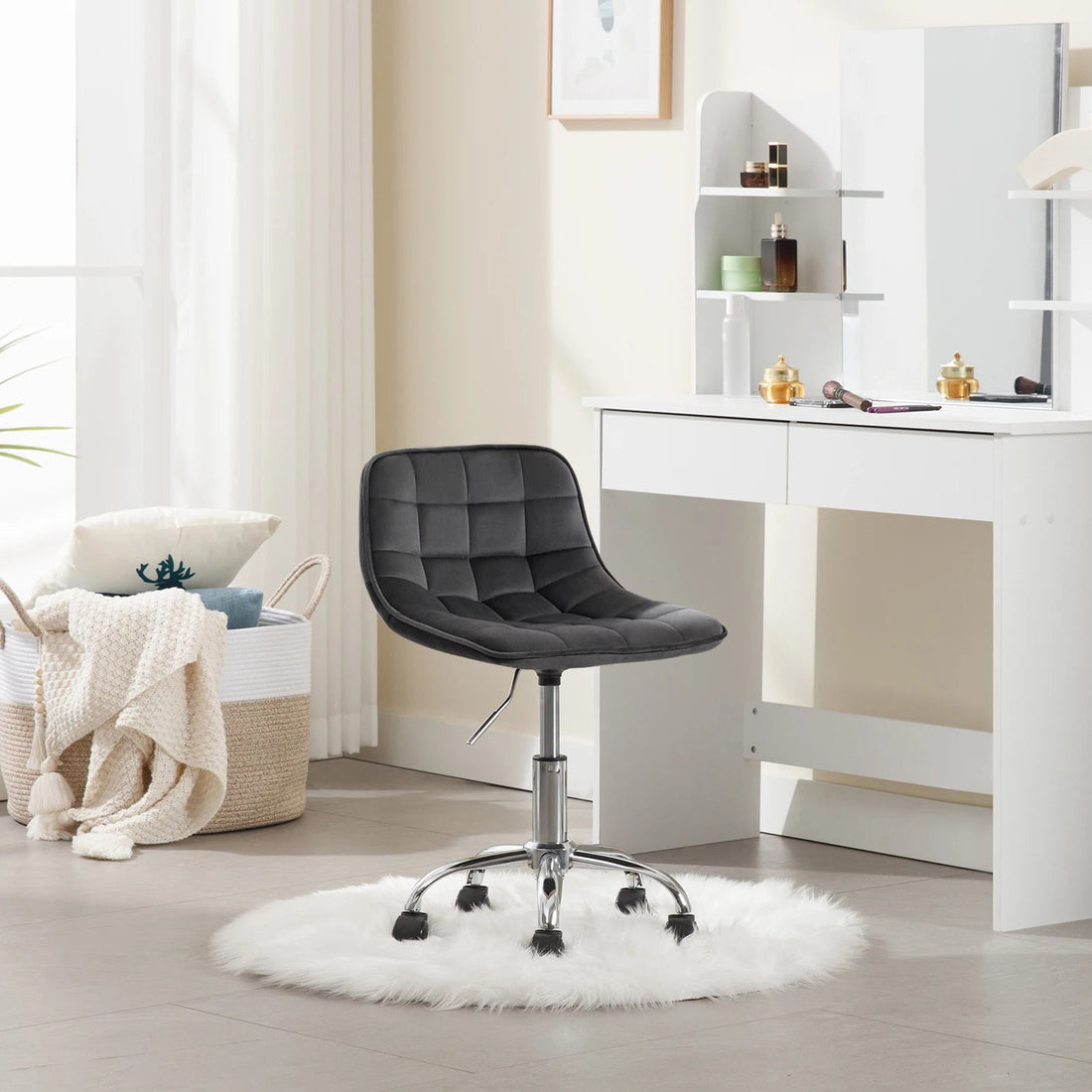 Chaise de bureau sans accoudoirs avec roulette - vente privée 14:771cream;200007763:201336101