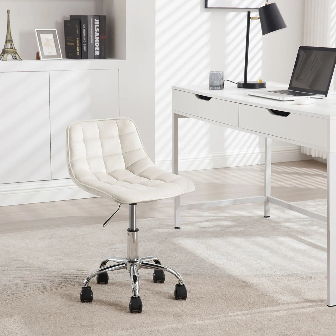 Chaise de bureau sans accoudoirs avec roulette - vente privée 14:771cream;200007763:201336101