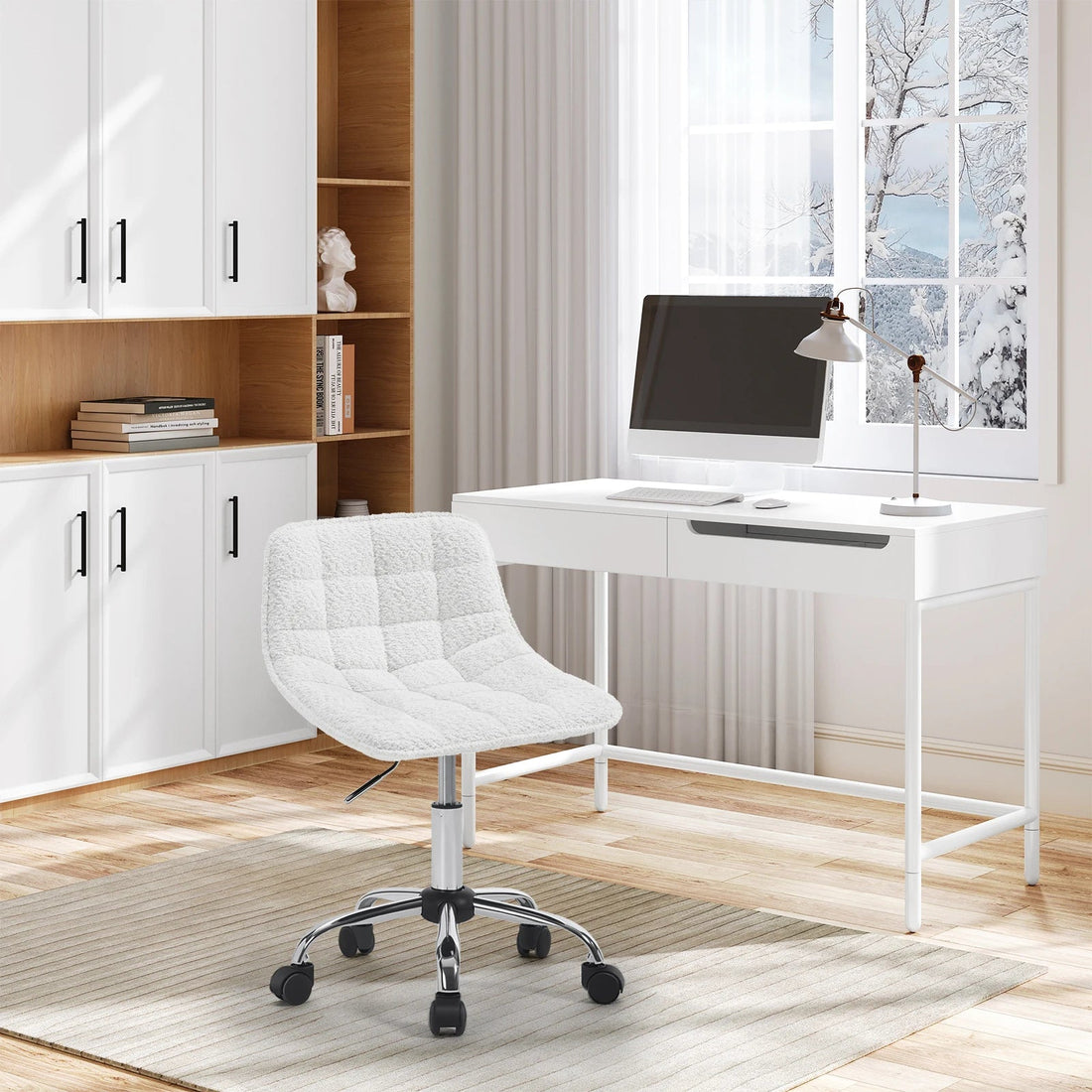 Chaise de bureau sans accoudoirs avec roulette - vente privée 14:771cream;200007763:201336101
