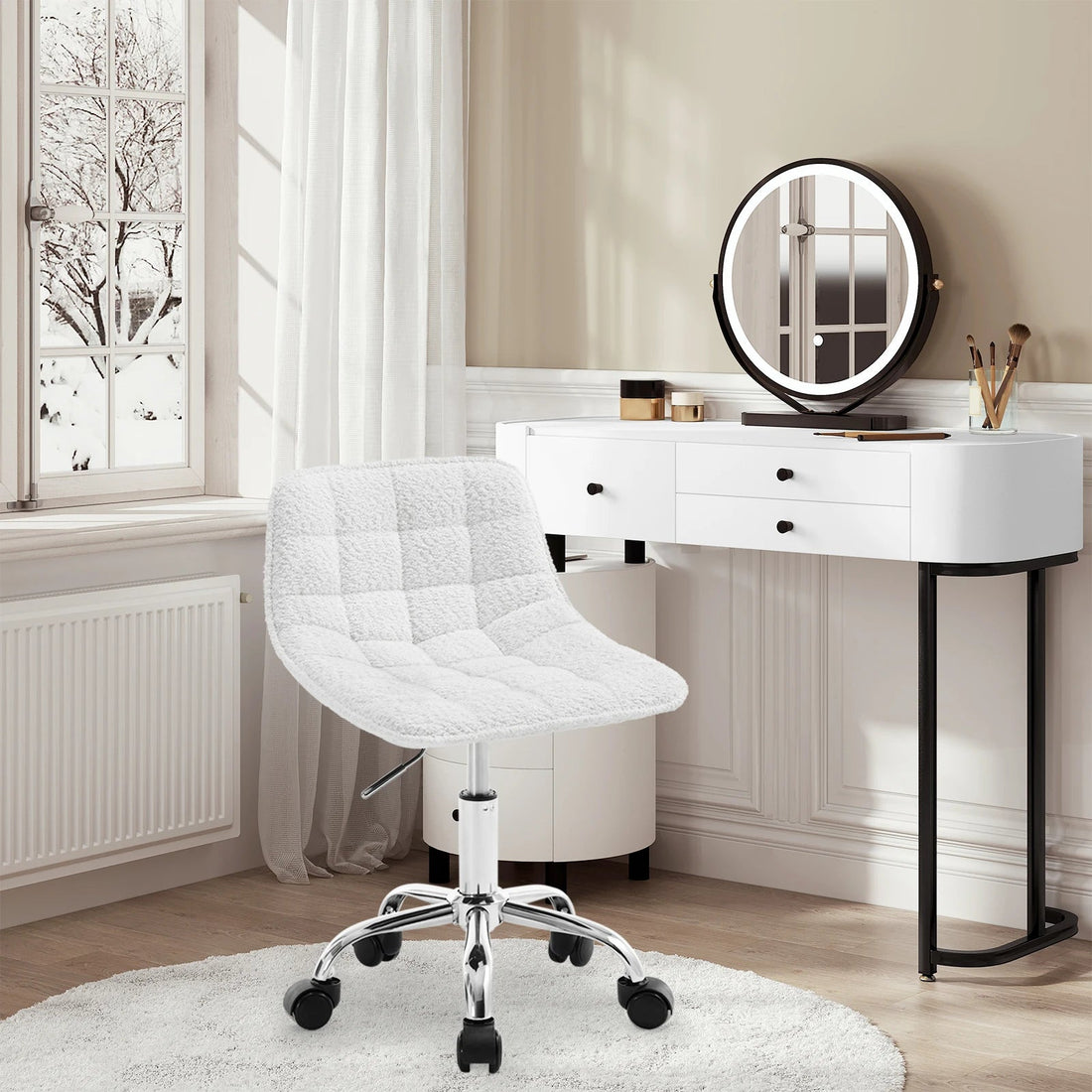 Chaise de bureau sans accoudoirs avec roulette - vente privée 14:771cream;200007763:201336101