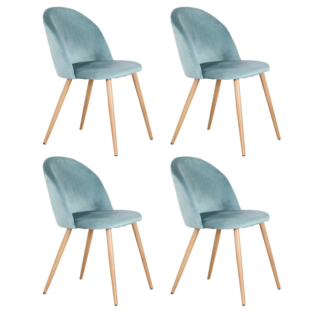 Chaise salle à manger bleu 4 ensemble en velours et pieds métal - vente privée 14:200004889Green;200007763:201336101