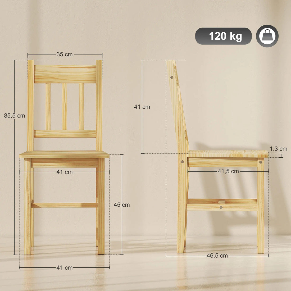 Chaise salle à manger bois moderne simple 2 ensembles - vente privée 14:-1;200007763:201336104