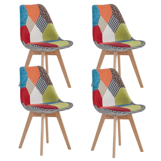 Chaise salle à manger coloré avec pieds en bois 4 pièces ensembles - vente privée 14:10Red;200007763:201336101