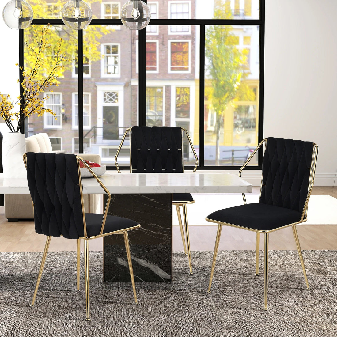 Chaise salle à manger couleur noir lot de 2 pièces avec accoudoirs - vente privée 14:193;200007763:201336101