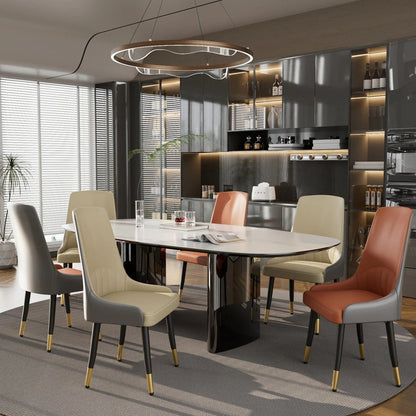 Chaise salle à manger cuir de grande qualité 2 ensembles - vente privée 14:200005536Orange;200007763:201336101