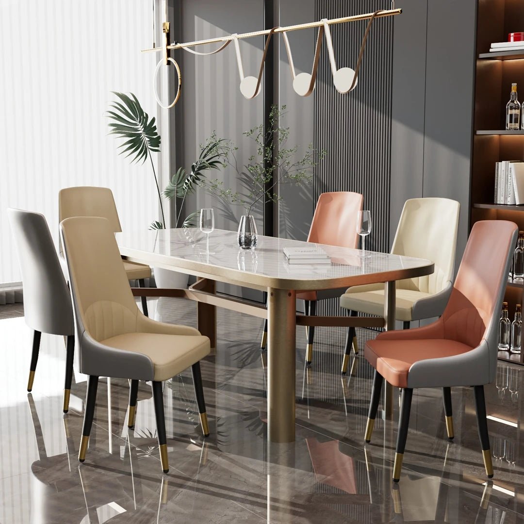 Chaise salle à manger cuir de grande qualité 2 ensembles - vente privée 14:200005536Orange;200007763:201336101