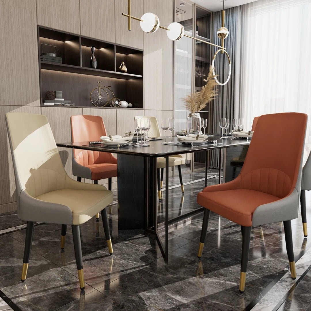 Chaise salle à manger cuir de grande qualité 2 ensembles - vente privée 14:200005536Orange;200007763:201336101