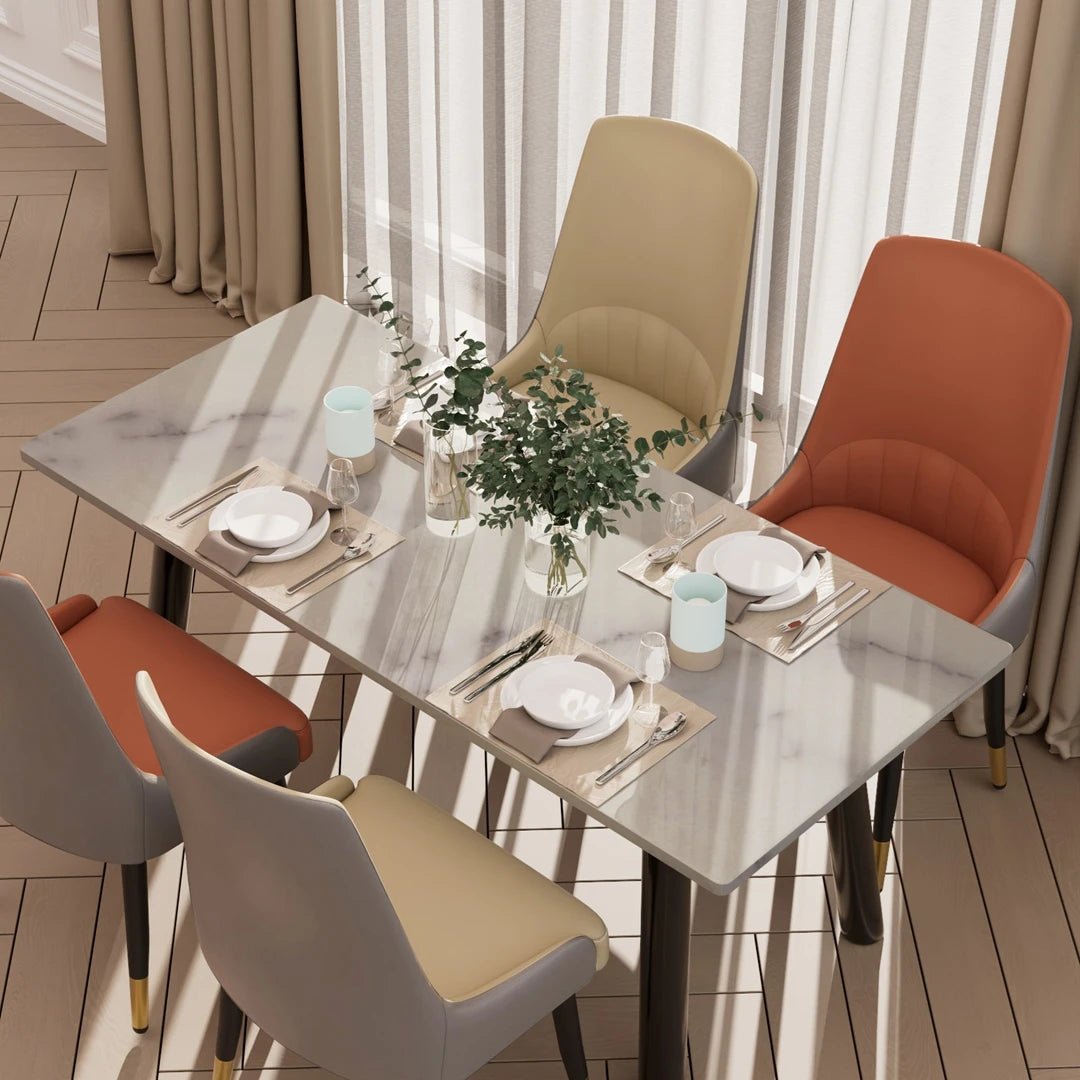 Chaise salle à manger cuir de grande qualité 2 ensembles - vente privée 14:200005536Orange;200007763:201336101