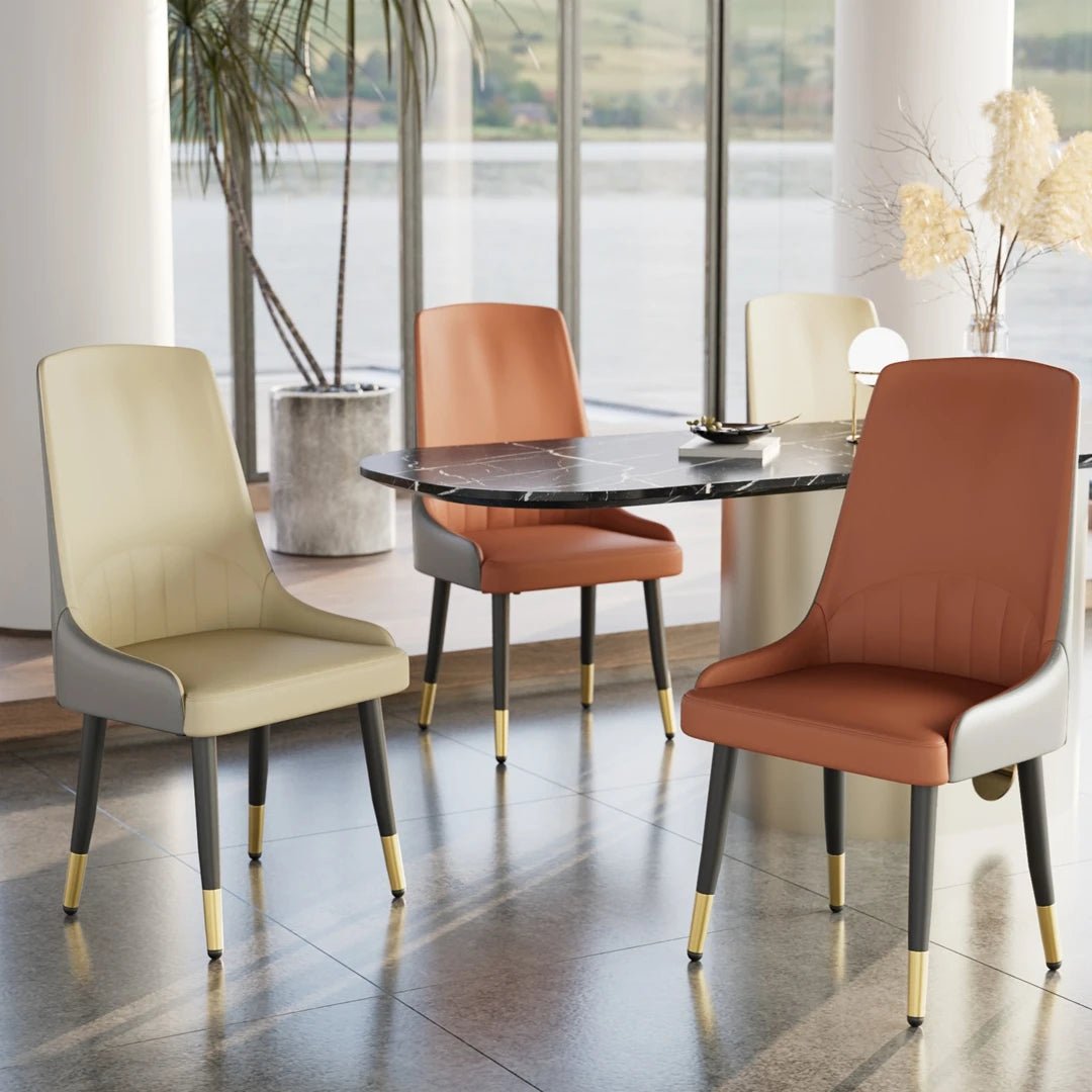 Chaise salle à manger cuir de grande qualité 2 ensembles - vente privée 14:200005536Orange;200007763:201336101