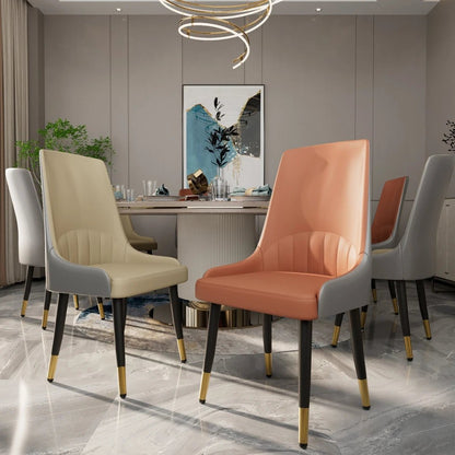 Chaise salle à manger cuir de grande qualité 2 ensembles - vente privée 14:200005536Orange;200007763:201336101