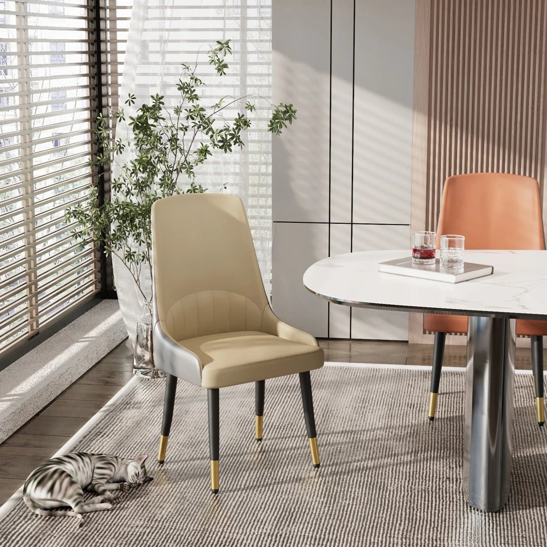 Chaise salle à manger cuir de grande qualité 2 ensembles - vente privée 14:200005536Orange;200007763:201336101
