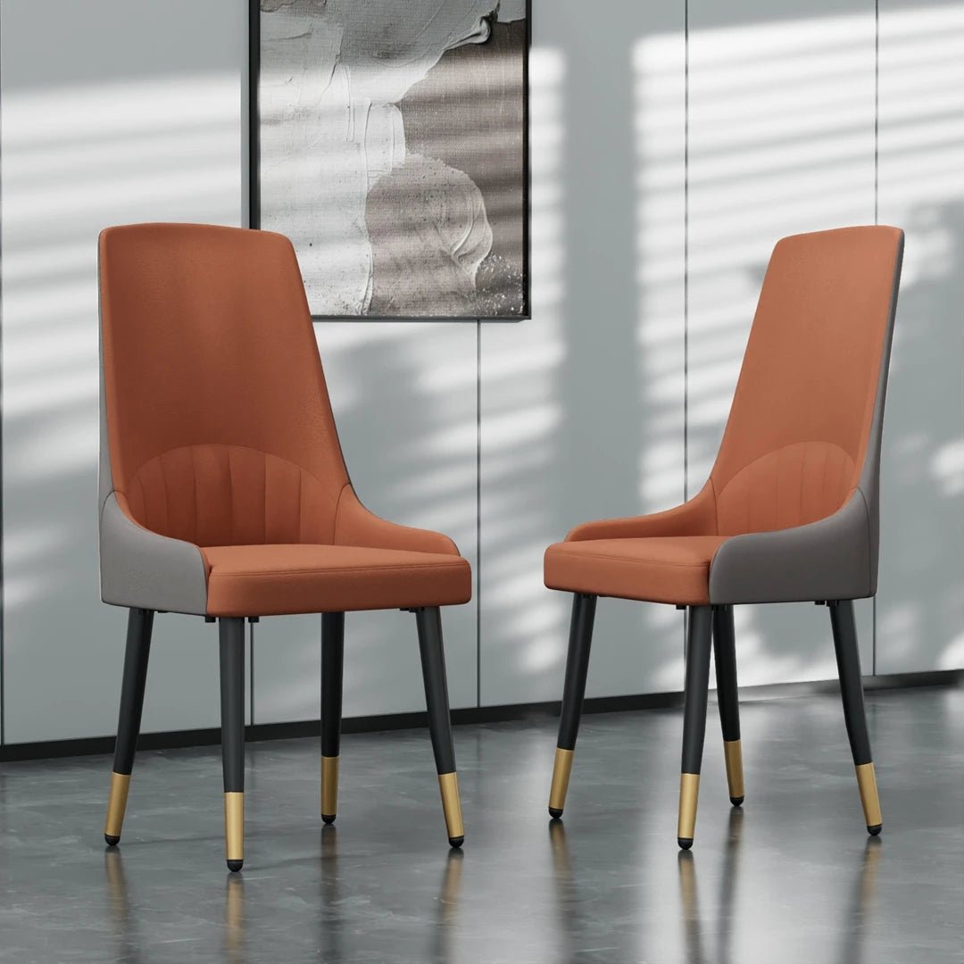Chaise salle à manger cuir de grande qualité 2 ensembles - vente privée 14:200005536Orange;200007763:201336101