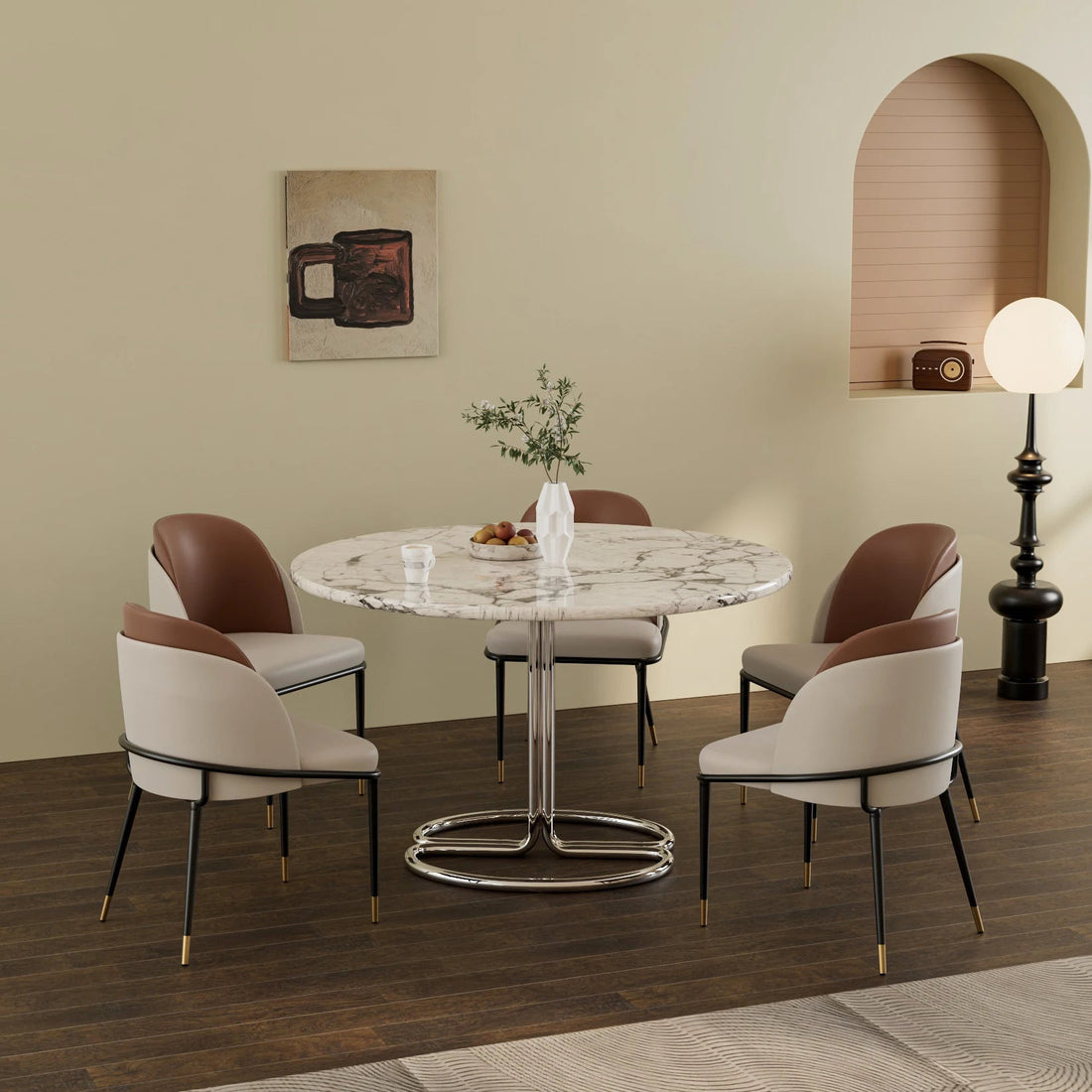 Chaise salle à manger cuir microfibre 2 pièces de luxe - vente privée 14:365458Brown and Beige;200007763:201336101
